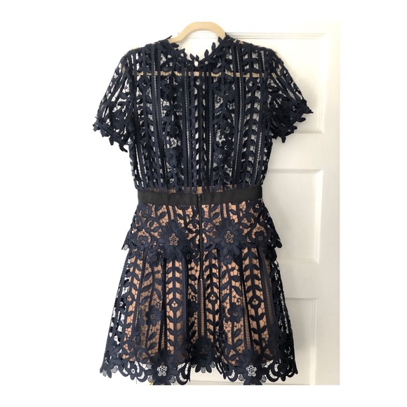 Self-Portrait Navy Lace Dress - Picture 5 of 7